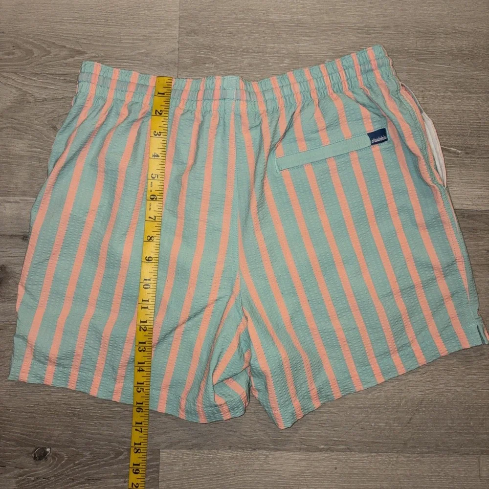 Chubbies Swim Trunks 5.5 Inch Seam Striped Men's Medium Green Pink